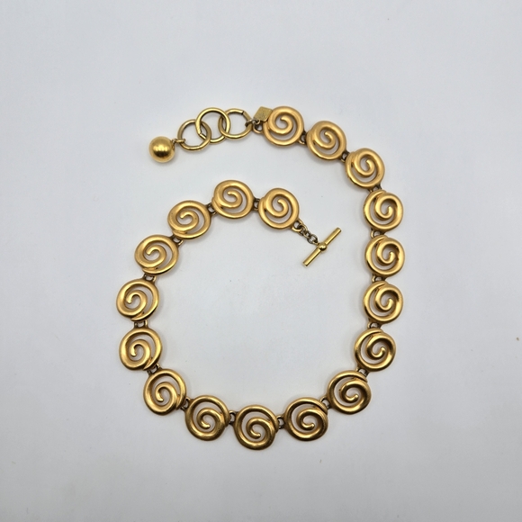 Ann Klein Choker Necklace Goldtone Chunky Swirl 1980s Mogul Mobwife Lion Vintage - Picture 3 of 6